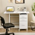 thumbnail image 4 of Gymax Folding Computer Laptop Desk Wheeled Home Office Furniture w/3 Drawers White, 4 of 10