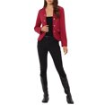 thumbnail image 2 of INSPIRE CHIC Women's Faux Suede Open Front Long Sleeve Button Decor Steampunk Jacket S Red, 2 of 6