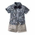 thumbnail image 2 of Birdeem Ensemble d'Été pour Enfants Garçons Chemise à Manches Courtes à Col à Revers et Short avec Cravate, 2 of 9