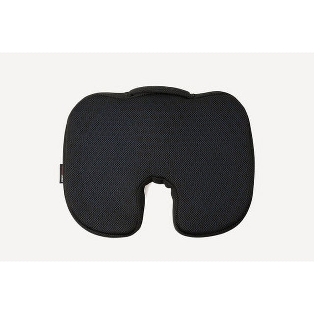 ObusForme Ergonomic Honeycomb Gel Seat Cushion with a contoured design and breathable honeycomb cooling gel material. This black cushion is lightweight and portable, providing ergonomic support for hips, back, and tailbone. Ideal as a mobility accessory for home, office, vehicle, or wheelchair use.