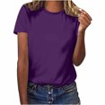 thumbnail image 1 of Yuyuzo Hauts pour Femmes T-Shirts à Manches Courtes T-Shirts à Col Rond T-Shirts Couleur Unie T-Shirts Amples Hauts Blouses, 1 of 5