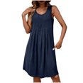 thumbnail image 2 of Ovzne Robes pour Femmes Robe d'Été Mode pour Femmes Été Couleur Unie Sans Manches Col Rond Robe Décontractée en Coton et Lin Robe Grande Taille Liquidation, 2 of 6