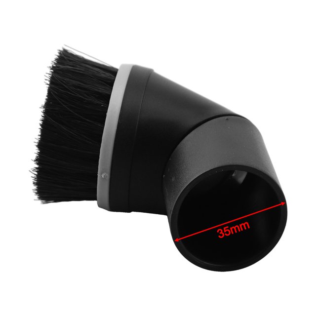 For Miele Classic C1 for Eco Line+Plus vacuum cleaners round brush with nylon bristles and a 35mm connection. The black brush features a rotatable head and swivel joint for enhanced maneuverability, making it ideal for cleaning hard-to-reach areas. Designed for compatibility with various vacuum models, it offers efficient dust collection while protecting surfaces from scratches. Compact design allows for convenient storage in vacuum accessory compartments.