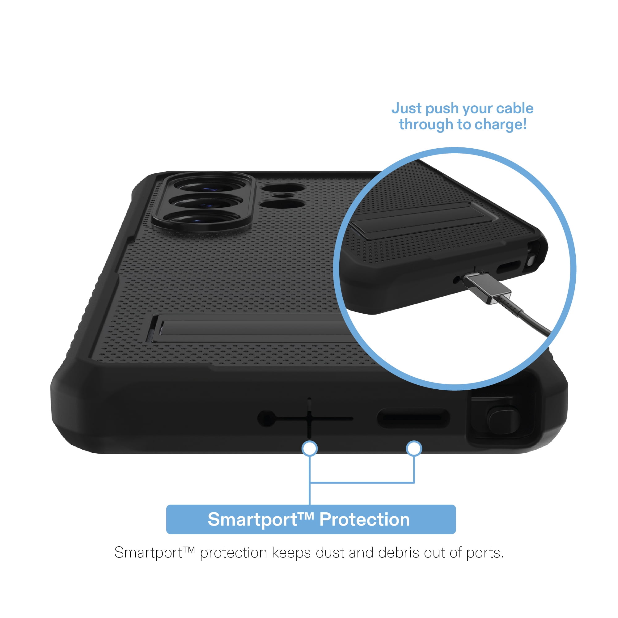 onn Magnetic Compatible Rugged Phone Case with Kickstand for Samusung Galaxy S26 Ultra - Black