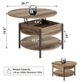 thumbnail image 4 of GUNAITO Petite Table Basse Ronde à Plateau Relevable avec Rangement, Table Centrale Style Ferme Moderne avec Tablette, Petite Table Ronde pour Salon, Brun Clair, 4 of 5