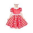thumbnail image 1 of Robe Fille Vintage Rouge Blanc à Pois Princesse Fête d'Anniversaire 5 Ans, 1 of 5