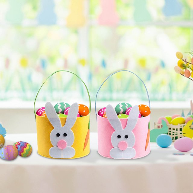 LSLJS Cute Easter Rabbit Cloth Basket Candy Eggs Buckets Party Decoration For Kids, Easter Basket Stuffers