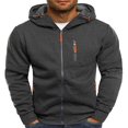 thumbnail image 1 of Men Hooded Jacket Adults Solid Color Long Sleeve Sweatshirt with Zipper Pocket, 1 of 6