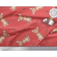 thumbnail image 2 of Soimoi Orange polyester Crepe Fabric Footprints & Mouse Kids Decor Fabric Printed Yard 52 Inch Wide, 2 of 5