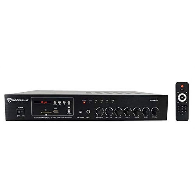 Rockville RCS80-1 60 Watt 70V Commercial/Restaurant Amplifier/Bluetooth Receiver
