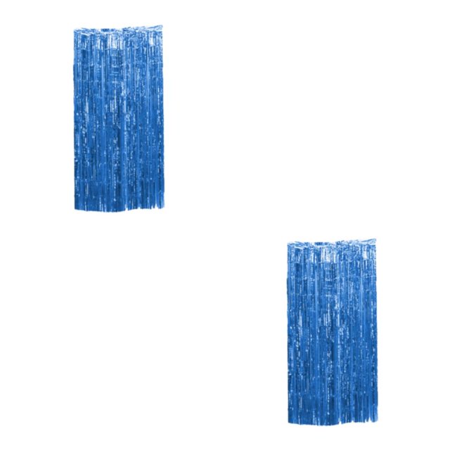Wweixi Customized Fringe Curtain For Exquisite Anniversary Party Decorations Luster Dark Blue 2Set