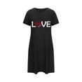 thumbnail image 5 of Pyjama en Satin Femmes Chemises de Nuit pour Femmes Manches Courtes Chemises de Nuit pour Dormir Nuisette à Enfiler Douce Mignonne Imprimée Robe de Nuit Robes pour Femmes Tenue de Nuit Robe de Pyjama Noir TTG, 5 of 5