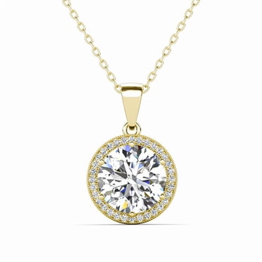 Cate & Chloe Sophia Collier Halo Plaqué Or Jaune 18k avec Cristaux Diamant Simulés pour Femmes