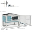 thumbnail image 3 of PawHut Wooden Rabbit Hutch Bunny Hutch Outdoor Guinea Pig House, Blue, 3 of 10