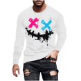 thumbnail image 1 of Birdeem Fashionable Mens Printed Top with Long Sleeved Round Neck and Smiling Face Printed Top/Shirt, 1 of 4