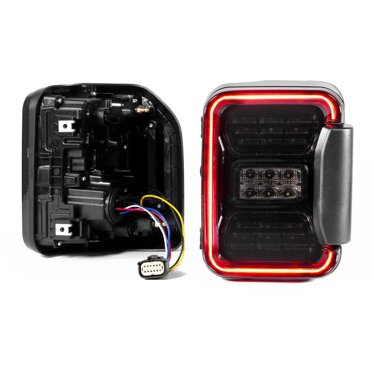 Convient aux Jeep Gladiator JT XK Glow 2020-2023, Ensemble de Feu Arrière - Lentille Fumée LED XK041028; Boîtier Noir; LED; Ampoule Rouge/transparente/ambre; Ensemble de 2