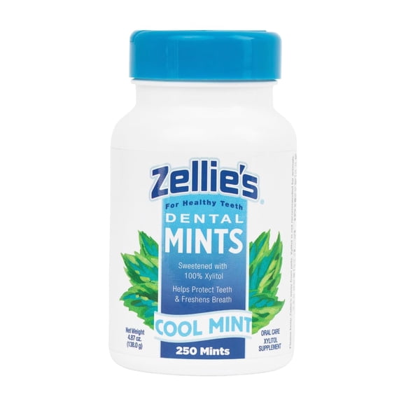 Zellie's / Menthe Fraîche Soufflée Sans Sucre 100 % au Xylitol / non-OGM, Faible en Calories, Sans Gluten, Végane et Casher (250 Unités - Lot de 1)