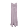 thumbnail image 4 of Tauxra Robe Maxi Sans Manches à Col en V pour Femmes, Robe Dos Nu à Bretelles Spaghetti Ajustables avec Ourlet à Volants, Robe Longue Décontractée Plissée Unie, 4 of 6