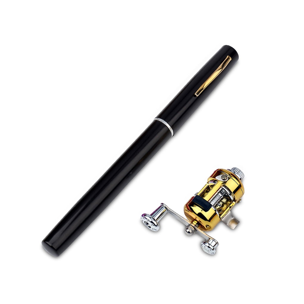 mmirethe Outdoor Portable Telescopic Pole Pen Shape Folded River Lake Fishing Rod With Reel Wheel Outdoor Fishing Rod