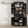 thumbnail image 4 of HOMCOM 71" Kitchen Pantry Cabinet with Spice Racks and LED Lights, Black, 4 of 10