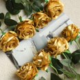 thumbnail image 3 of TETOU 5 Pcs Artificial Gold Flowers Silk Roses Real Touch Party Bridal Wedding Bouquet(Gold), 3 of 6