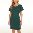 thumbnail image 1 of Gspmoly Robes Décontractées pour Femmes, Mode Femmes Été Bouton Uni Diamants Robe à Manches Courtes Robes Formelles pour Femmes Offres Hebdomadaires, 1 of 1
