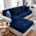 thumbnail image 4 of 2024 Soft Velvet Sofa Seat Cushion Cover - Stretch Non-Slip Sofa Cover Couch Cushion Covers for Sectional Sofa L Shape  Sofa Cushion Slipcover Furniture Protection (Grey  Large Single Sea, 4 of 12