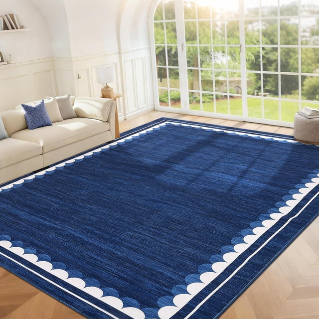 5x7 Washable Area Rug for Living Room – Large Non Slip Rug with Rubber Backing, Soft Neutral Low Pile Carpet for Bedroom, Dining Room & Farmhouse