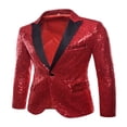 thumbnail image 3 of Men Sequin Long Sleeve Blazer Suit Jacket Coat Top Outwear, 3 of 6