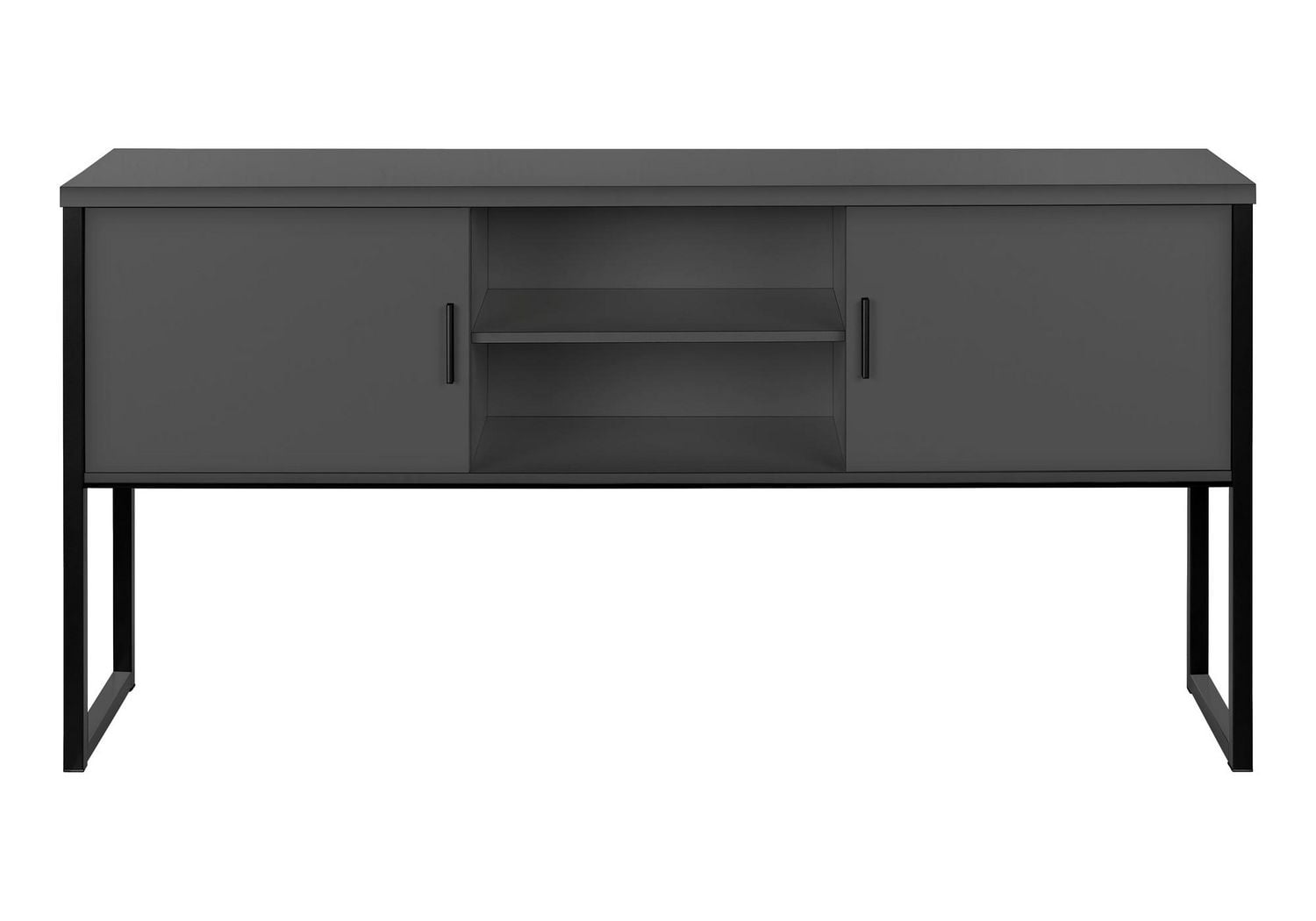 Monarch Specialties Office Hutch, 72"l, Work, Storage Doors, Home Office, Commercial Grade, White Laminate, Silver Metal, Contemporary