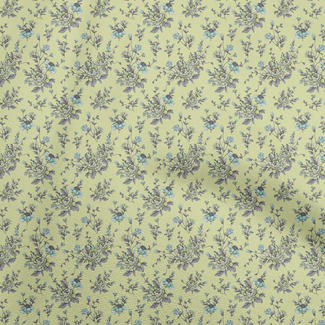 oneOone Velvet Lime Green Fabric Floral Craft Projects Decor Fabric Printed By The Yard 58 Inch Wide