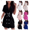 thumbnail image 1 of Gspmoly Robes d'Été pour Femmes 2025, Tailleur pour Femme à Lacets, Col à Revers, Boutons, Robe Unie, Robes de Cocktail pour Femmes Économies d'Été, 1 of 6