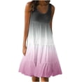 thumbnail image 1 of AherBiu Plus Size Beach Dresses for Women Gradient Color Sundresses Ruched Ruffle Flowy Midi Tank Dress, 1 of 5