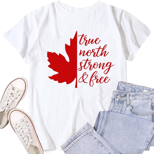 T-Shirt Femme Fierté du Canada Drapeau Canadien Imprimé Graphique Col Rond Manches Courtes Tee Femme Fête Nationale T-Shirts Graphiques Mode Femme Fierté du Canada Haut Graphique Décontracté