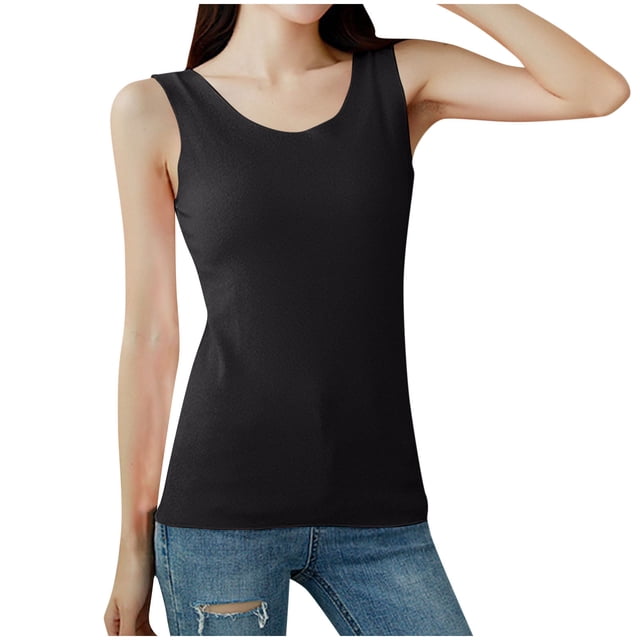 Taqqpue Débardeurs pour Femmes Décontractés Sans Manches à Col Rond T-Shirts Unis Coupe Ajustée Blouse Grande Taille Douce Tendance Basique Blouse