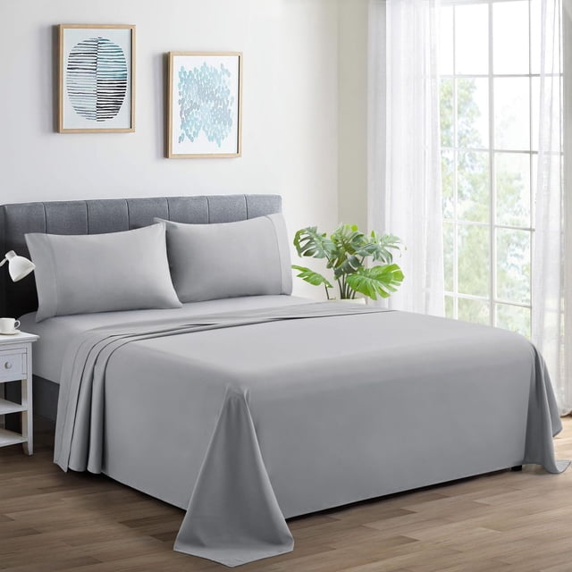 Marina Decoration 600 Thread Count Ultra Soft Deep Pocket Hotel Standard Solid Bedding Long Staple Percale Cotton All Season Sheet Set with Pillowcase