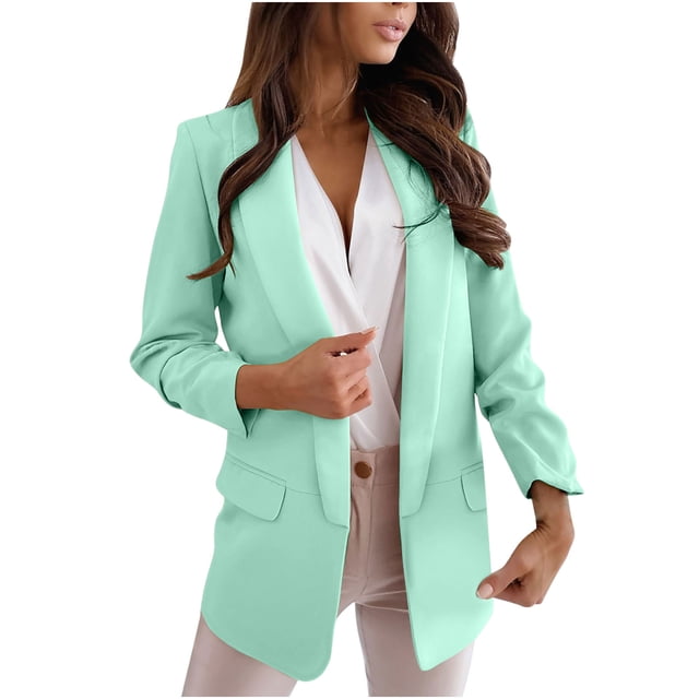Manteau Long pour Femmes Veste Unie à Col Rabattu Manteau à Manches Longues Blazer à Manches Longues pour Femmes Veste en Duvet pour Femmes Veste de Mode pour Femmes Blazer