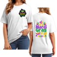 thumbnail image 1 of Outfmvch T-Shirts Mardi Gras pour Femmes, T-Shirts Graphiques, T-Shirts de Carnaval, Vêtements Mardi Gras, T-Shirt à Manches Courtes Col Rond Imprimé Lettre pour Femmes Blanc P, 1 of 4