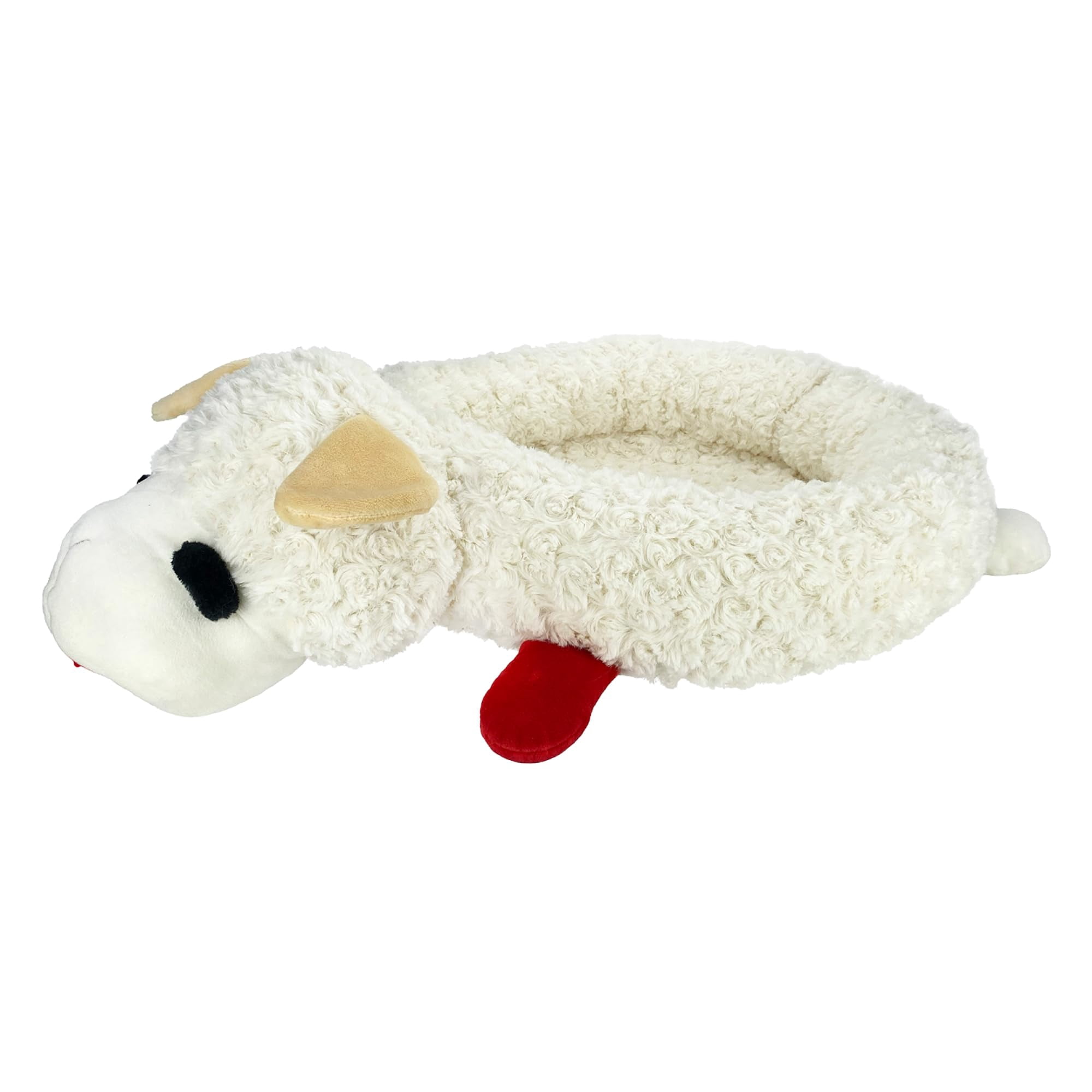 Multipet Lamb Chop Dog Bed - Ultra Plush Polyester Pet Bed w/ Removable Soft Foam & Non-Skid Bottom - Gentle Machine Washable Dog Bed - Durable Dog Bed for All Dogs (27"" White)
