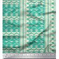 thumbnail image 1 of Soimoi Green Cotton Cambric Fabric Square & Triangle Geometric Fabric Prints By Yard 58 Inch Wide, 1 of 3