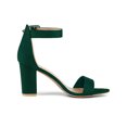 thumbnail image 3 of BLISSFUL STEP Women's Shoes Ankle Strap Block Heel Buckle Open Toe Sandals Green 7, 3 of 7