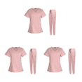 thumbnail image 2 of maskred Ensemble de Sarrau pour Femmes Infirmière Col en V Lavable à la Machine Manches Courtes Tenue Confortable Rose P Ensemble de 3, 2 of 6