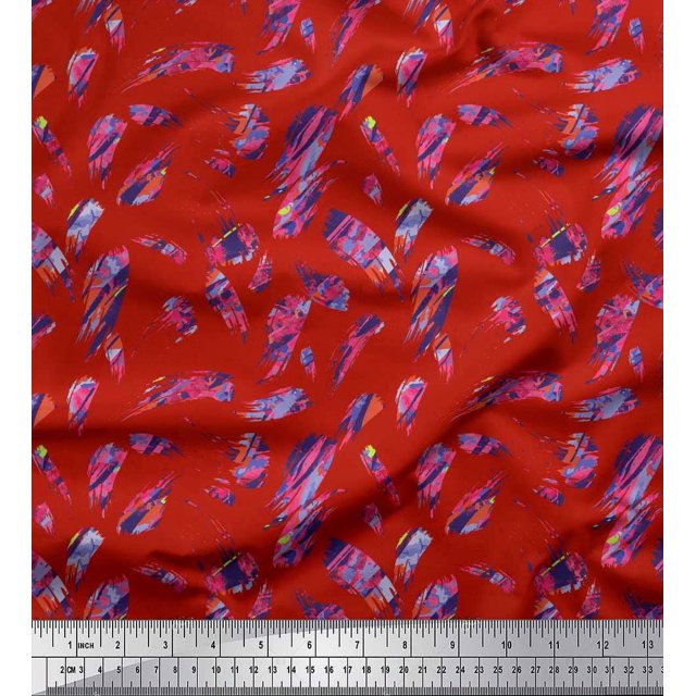 Soimoi Moss Georgette Fabric Brush Stroke Abstract Printed Fabric 1 Yard 42 Inch Wide