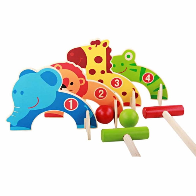 maytalsory Kids Croquet Set Cartoon Wood Gate Ball Toys Kids Development Toy Parent Child Game