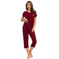 thumbnail image 3 of MINTLIMIT Women's Short Sleeve Tops and Capri Pants Solid Pajama Sets, 3 of 5