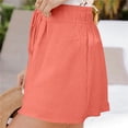 thumbnail image 3 of Snorda Shorts pour Femmes Grande Taille Mode pour Femmes Couleur Unie Décontracté Jambe Grand Ample Taille Haute à Lacets Shorts Pantalons P-5TG, 3 of 8