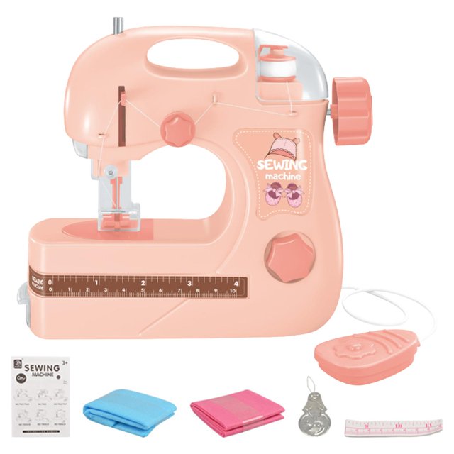 HILABEE Kids Portable Sewing Machine Development Toys Household Appliance Role Play Toy Pink