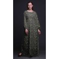 thumbnail image 4 of Bimba Robe Maxi à Manches Longues pour Femmes en Georgette Mousse Imprimée de Baies Bleues et d'Oiseau Flowerpecker - Grande, 4 of 5