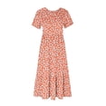 thumbnail image 3 of Pisexur Robes d'Été pour Femmes à Col Rond, Robe Fluide Plissée Tendance à Manches Courtes, Mode avec Poche, Robe d'Été de Plage Évasée à Imprimé Floral, 3 of 4