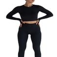 thumbnail image 1 of Ladies‘ Thumb Hole Long Sleeve Yoga Shirt with Cropped Design for Workouts, 1 of 6